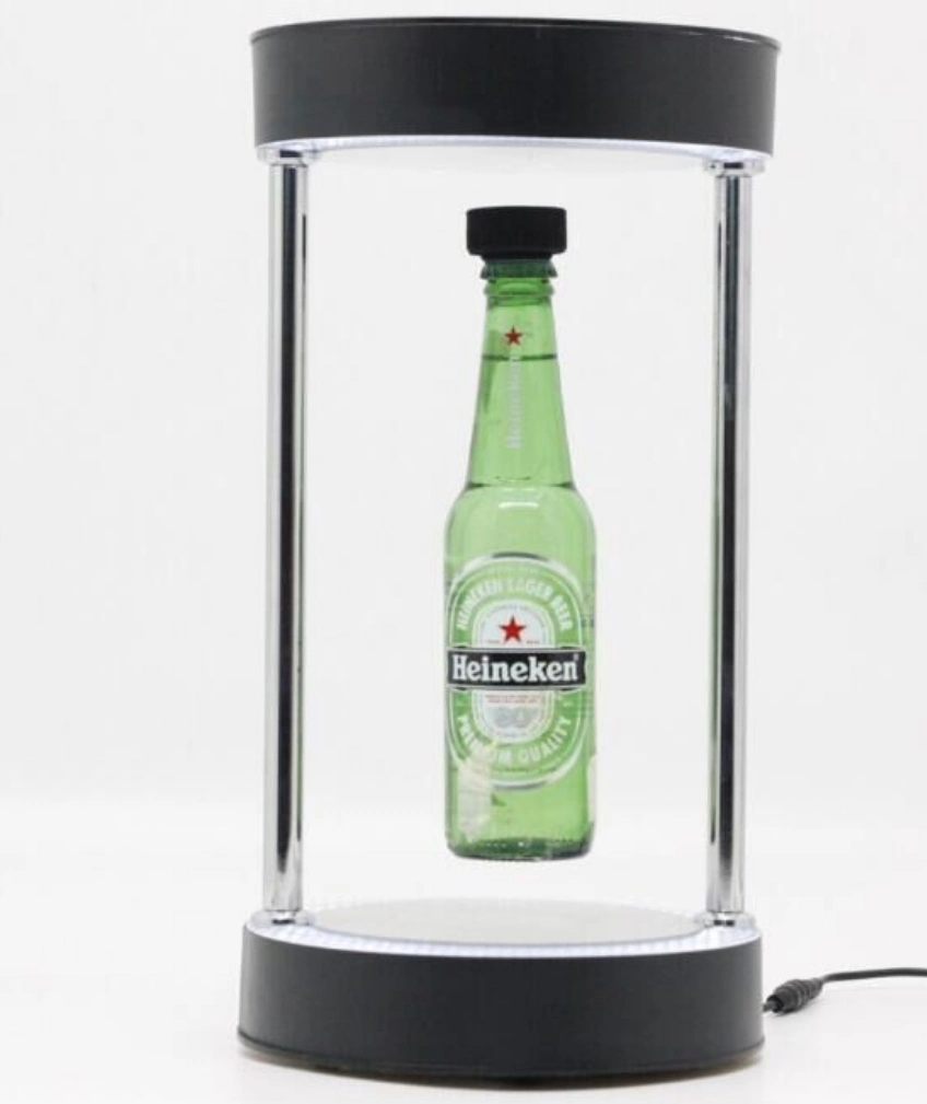 Personalizar la levitación magnética de la nueva botella de cerveza zapatos Anuncio Mostrar Racks, Vaso flotante Soporte de pantalla con luz LED pesado 0-1 kg.