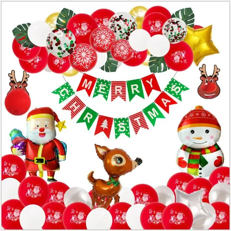 Christmas Decorations Balloon Kit 91 PCS - Merry Christmas/Santa Claus/Xmas Tree/Snowman/Bell/Star Foil Balloon
