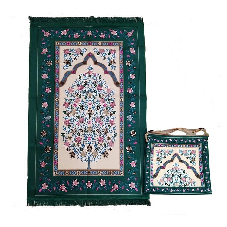 Wholesale High Quality Fabric Foldable Pocket Muslim Prayer Blanket Rug