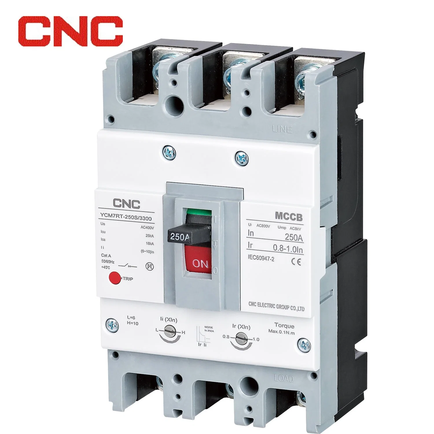 CNC Ycm7 3p 4p MCCB Thermal Magnetic Adjustable Circuit Breaker MCCB IEC60947-2 Approved for Power Distribution Motor Protection Moulded Case Circuit Breaker