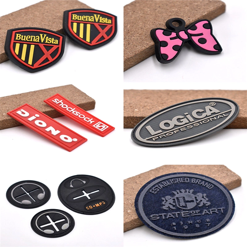 Customized Eco-Friendly Embossed Logo Patch Silicone PVC 3 D Soft Rubber Badge for Garment Label