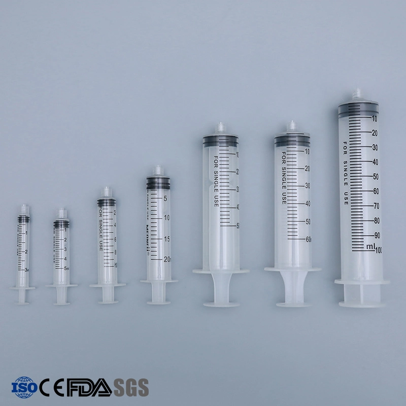 50ml, 60ml, 100ml, Medical Plastic 3 Parts Luer Slip Syringe