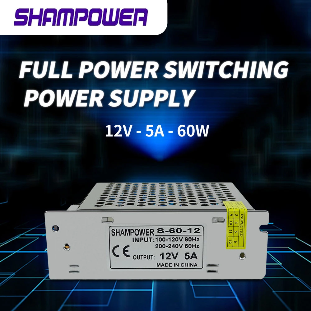 Output DC 12V 5A 60W Switching Power Supply for LED Strip Light