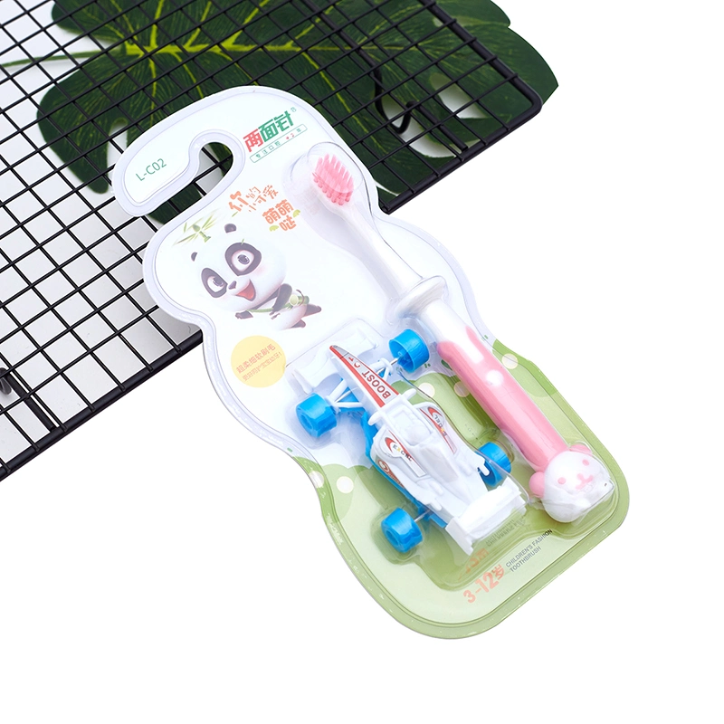 Free Sample Children Cartoon Tooth Brush Soft Bristle Plastic Baby Kids Toothbrush with Car Toy