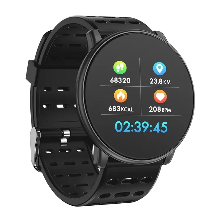 Nueva llegada 2,5D pantalla completa Q88 Sport Smart Watch IP67 Monitor de sueño con correa inoxidable Smartwatch