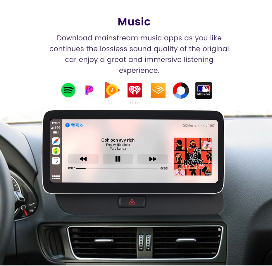 Para Audi A4 A4L R5 2009-2016 con conexión inalámbrica Carplay Apple Android Auto Sistema Multimedia de la unidad de cabeza de la cámara trasera Ios Bt