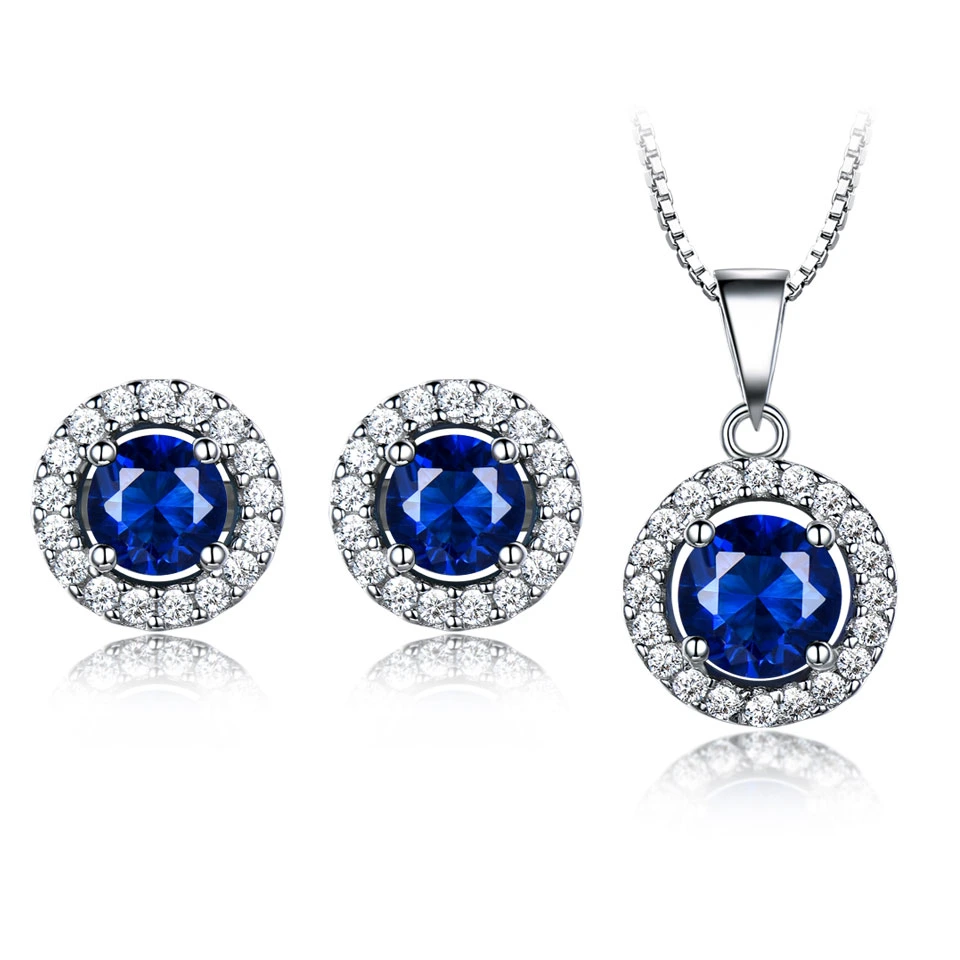 Wedding Natural Blue Topaz Pendant Necklace Drop Earring Accessories Luxury Fashion Jewelry Set for Women