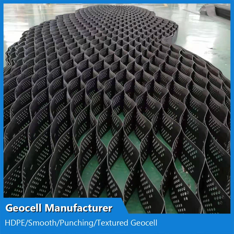 HDPE Geocell ASTM150-445 Smooth Perforated Geo Cell Plastic Building Materials Used in Road Construction Prevent Landslides