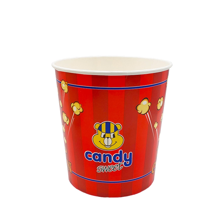 Disposable Paper Popcorn Cup for Cinema Amusement Park Eco-Friendly and Biodegradable