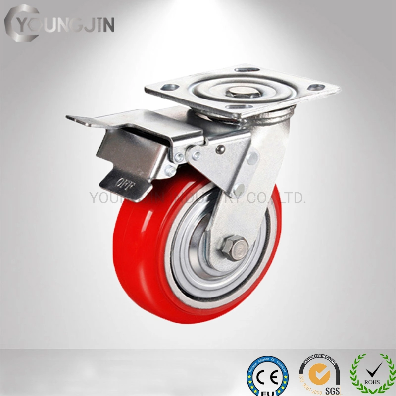 Industrial Caster Wheel with Red PP PVC PU TPR Nylon Wheel Iron Core Castor