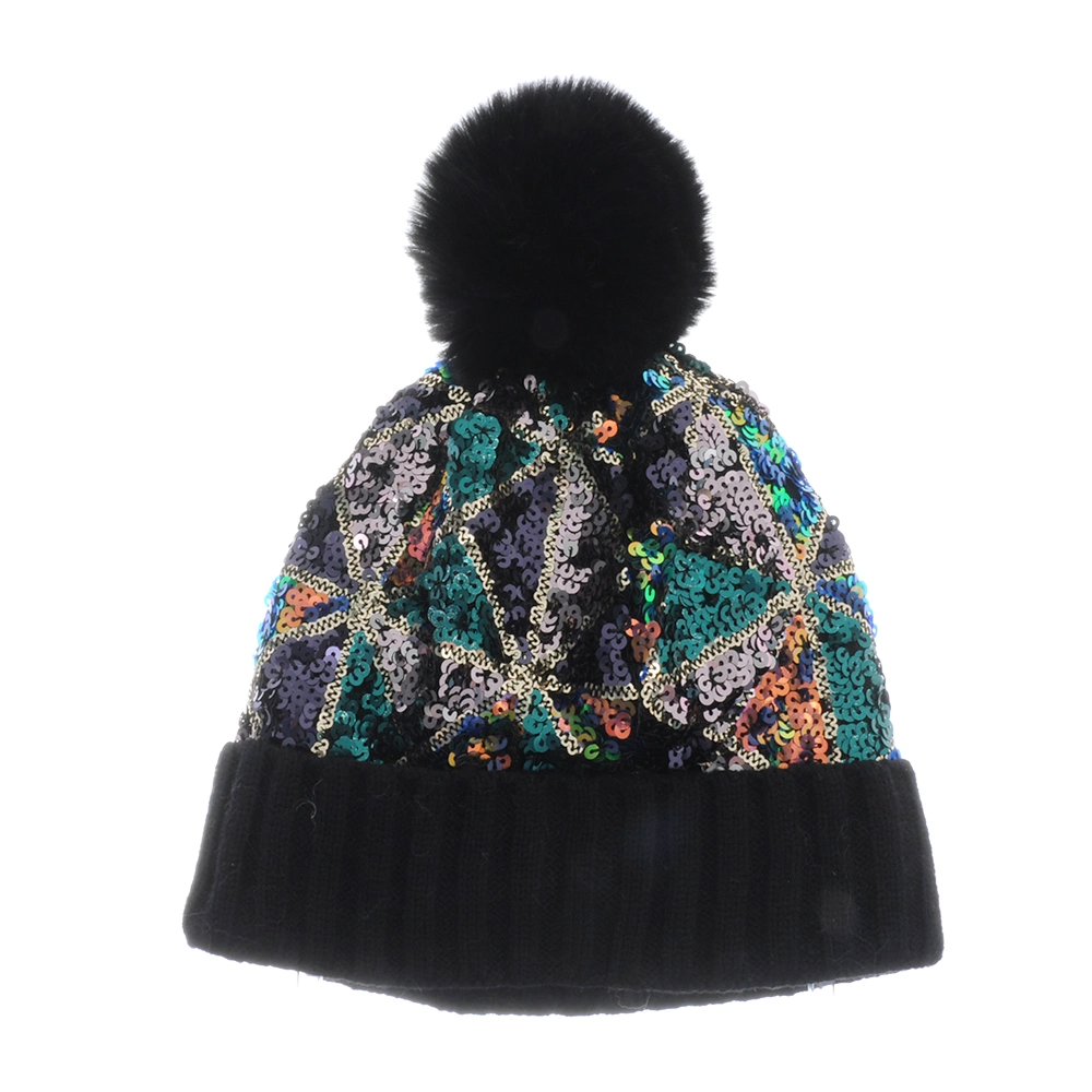 Custom Knitting Beanie Glitter Winter Woven Hat for Women