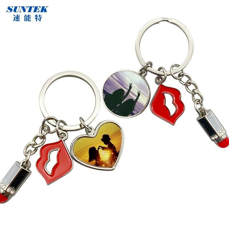 Fashion Pendant Metallic Drill Lip Gloss Key Chain Keys Ring Chapstick Holder Lipstick Keychain