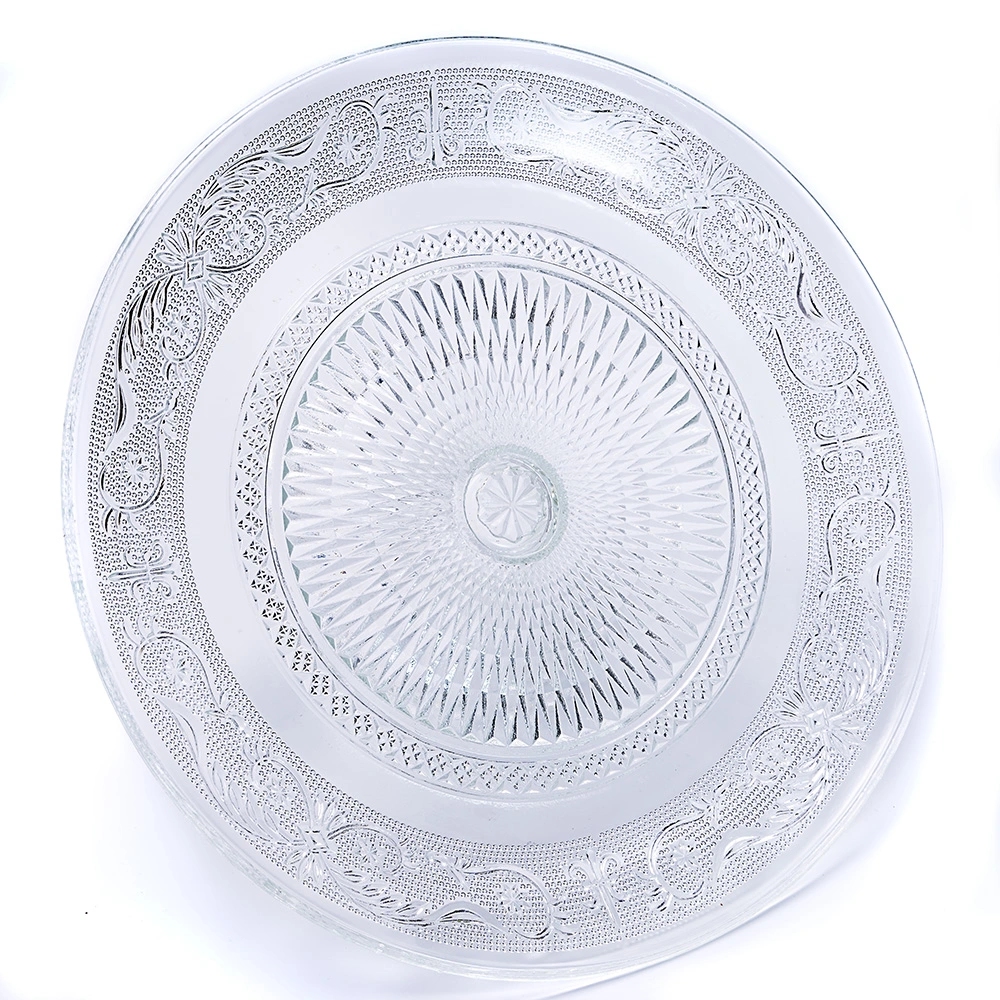 Luxury Table Decorated Glass Tableware Round Glass Plate Dinner Set for Christmas Party