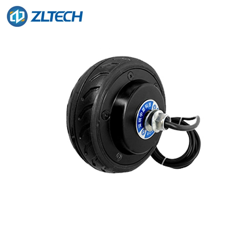 Zltech CE RoHS 5inch 24V 300rpm 150W 60kg Load Non-Marking Rubber Tire 4096PPR Encoder Small Brushless DC Electric Drive Wheel Hub Servo Motor for Mobile Robot