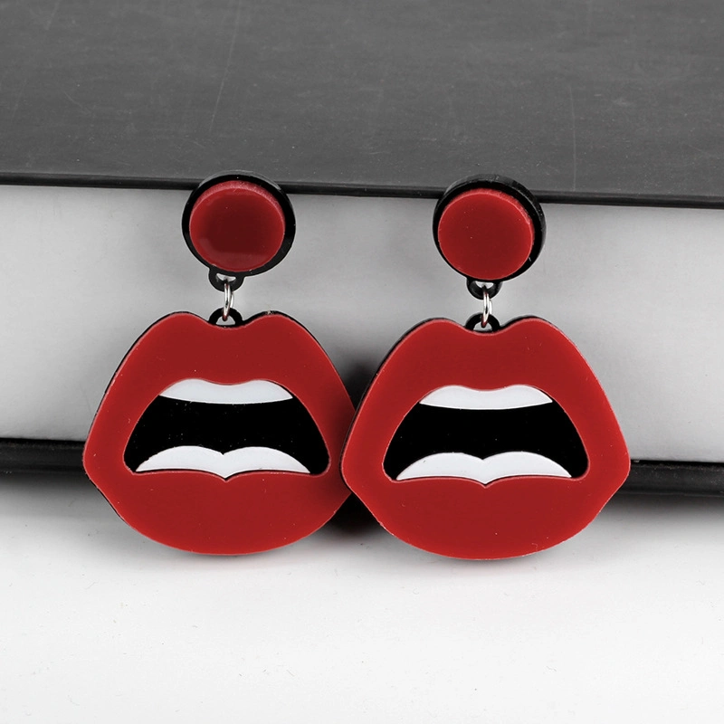 Mode New Design Schmuck für Frauen Sexy Lippen mit Acryl Extragroße Ohrstecker Mit Haken