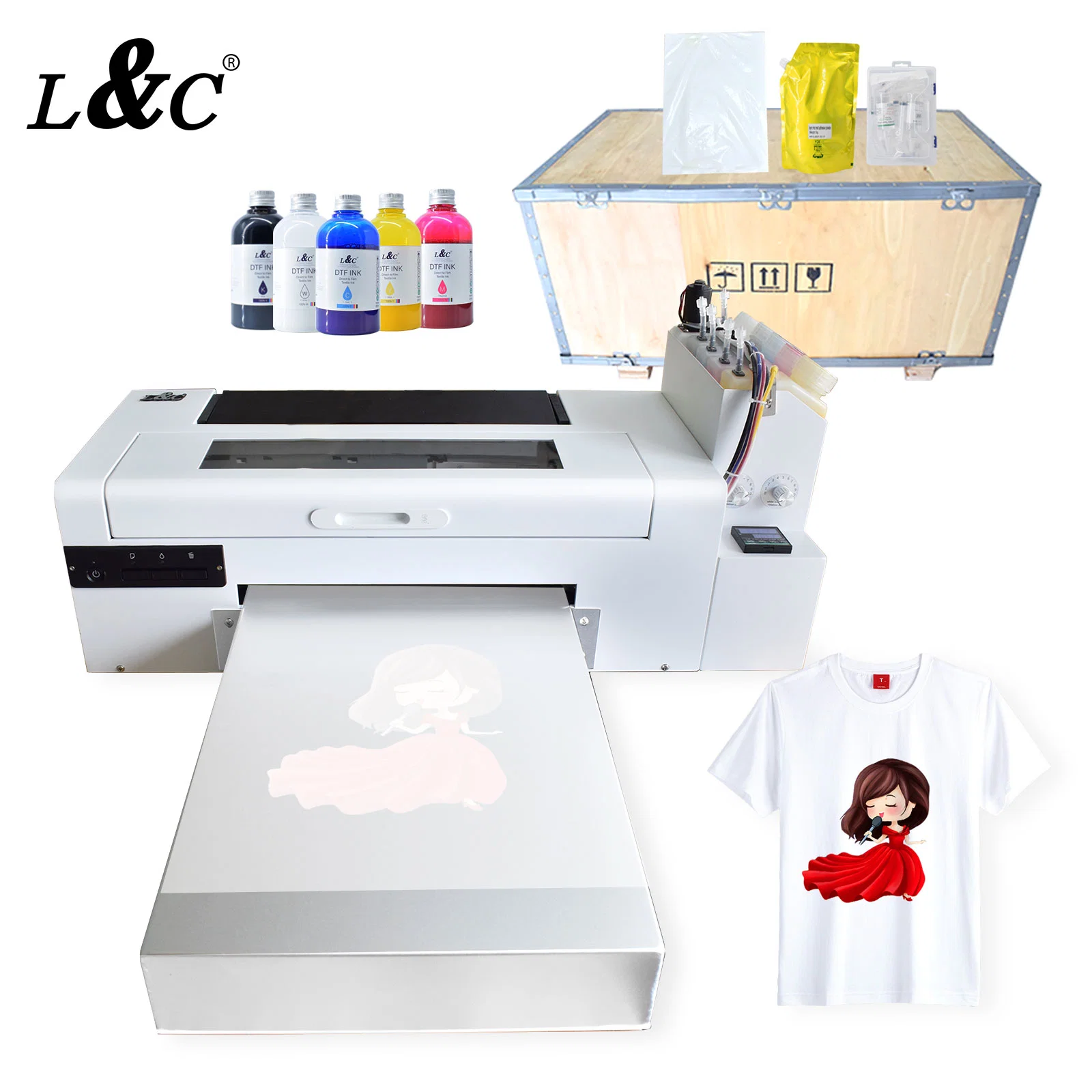 L&C Korean Hot Selling 2021 Dtf Printer 30cm L1800 A3 A4 Size 30 XP600 Dtf L805 Printer for T-Shirt