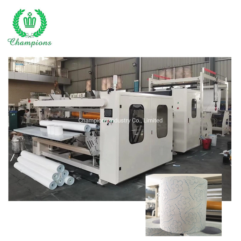 Automatic Gluing Lamination Kitchen Towel Embossing Rewinding Small Toilet Paper Making Machine