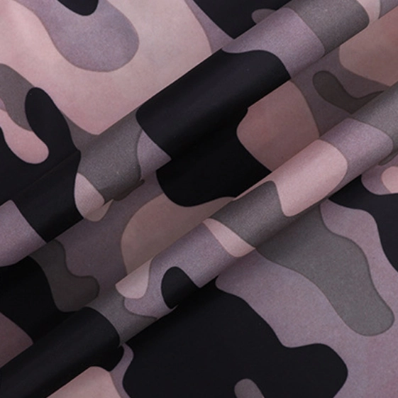 China Full Dull Taffeta Garment Fabric Lining Nylon Camouflage Printed 100% Polyester Taffeta Stretch Fabric for Uniform Down Jacket Waterproof Downproof Fabric