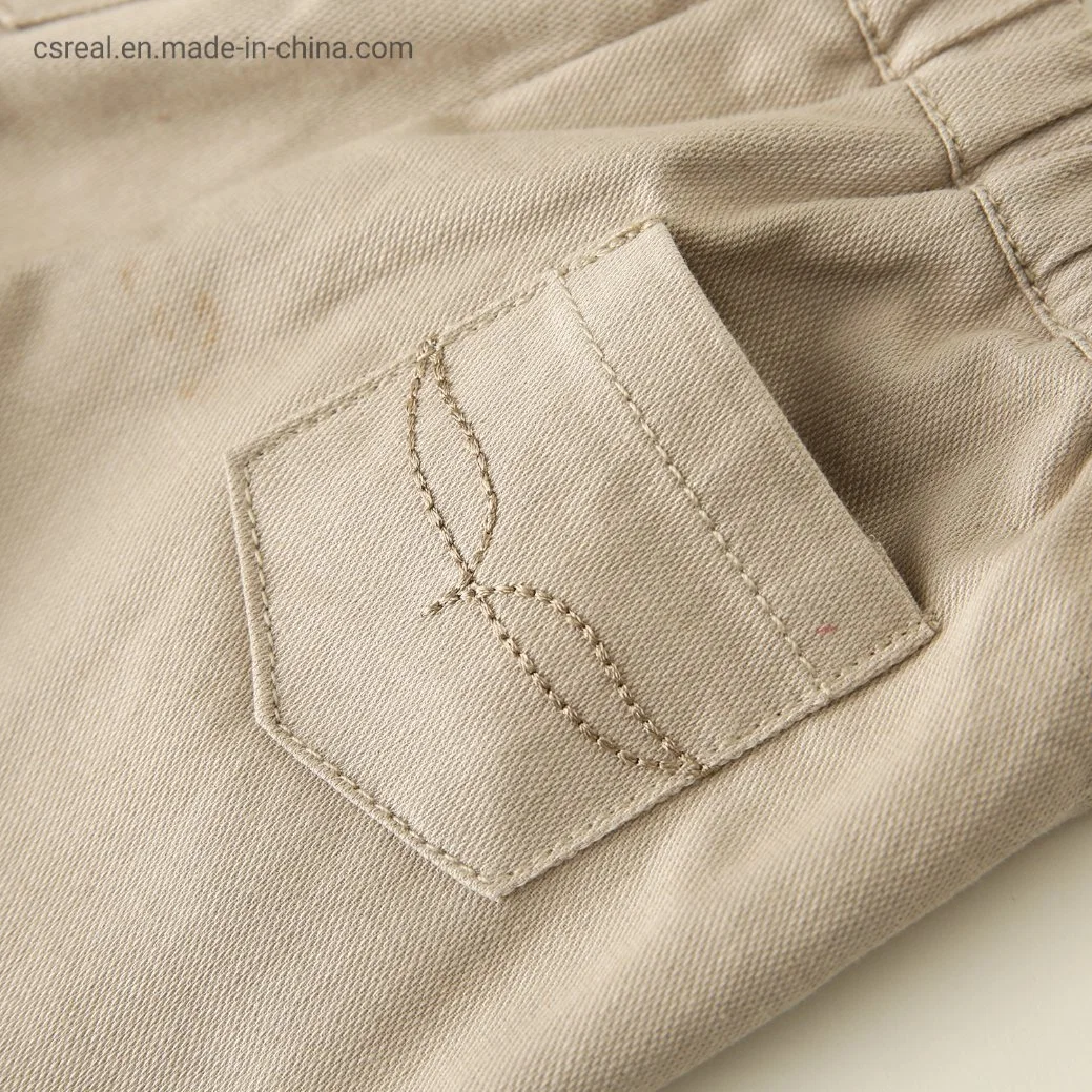 Boy Baby Taupe Tan Pant Clothes with Functional Metal Button Zipper Fly
