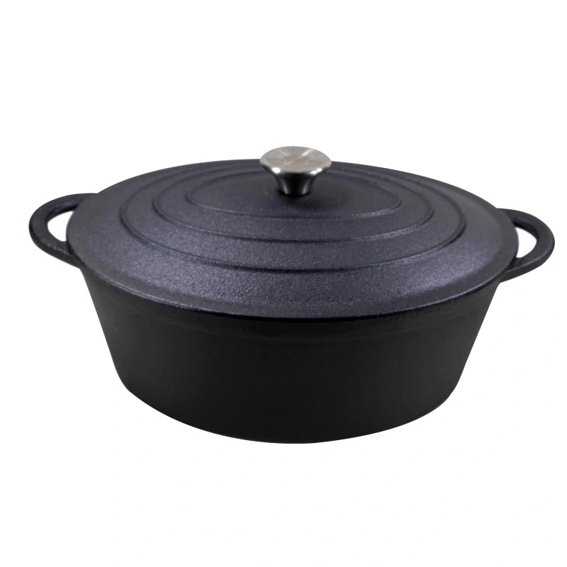 28X21X10.5cm 3.8qt Quart Oval Cast Iron Dutch Oven Casserole Pot with Enamel Finishing