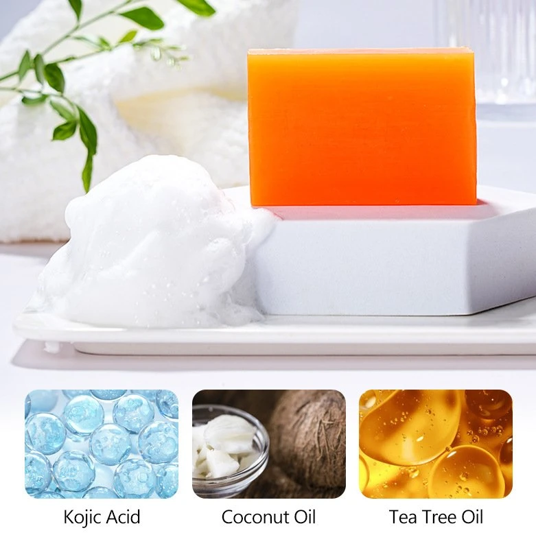 Vente en ligne en stock savon de bain fait à la main, commerce de gros, peau, avivant 7 jours blanchiment rapide naturel organique Kojic acide savon pour Visage et corps