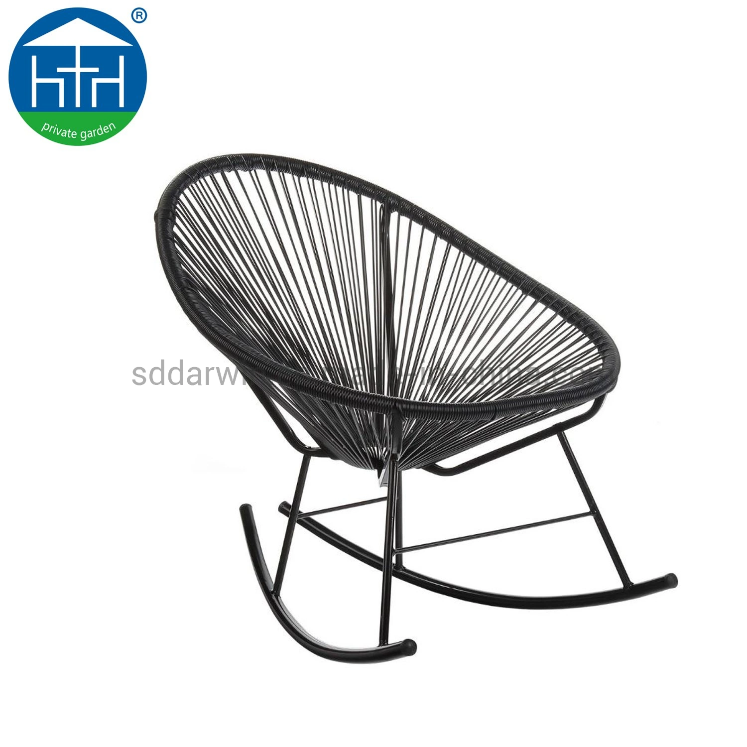 Patio de Rattan Poly metal moderno de forma de huevo Luna conjunto Asiento silla Acapulco