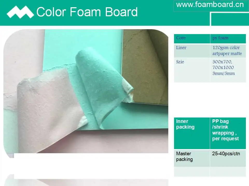 Colored Foam Board with 12 Colors Available