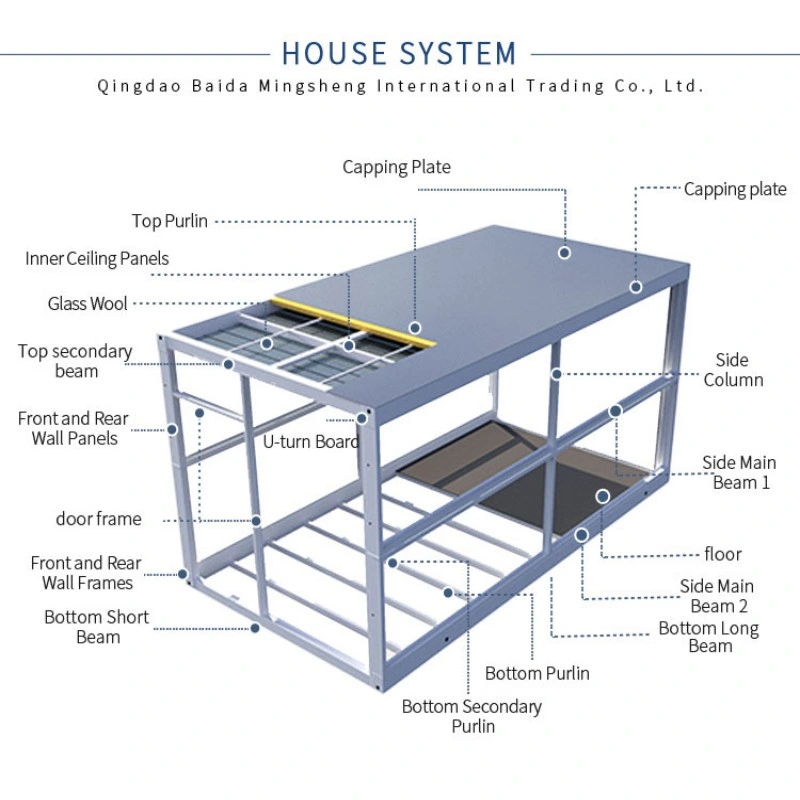 Prefabricated Modular Foldable Container House Frame Prefab 20FT 40FT USA with Solar and Plumbing