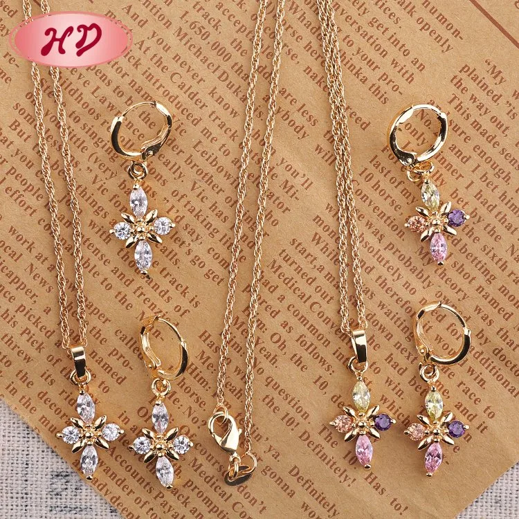 Fashion Costume Wholesale/Supplier Imitation 18K Gold Plated Jewelry with Earring Sets Pendant Necklace