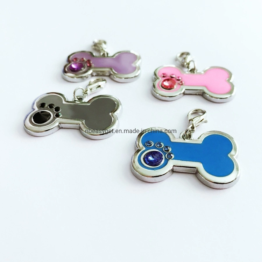 Forma de Hueso de la mascota de la etiqueta de identificación de perros con cristales colgantes personalizados Esg16521 Accesorios