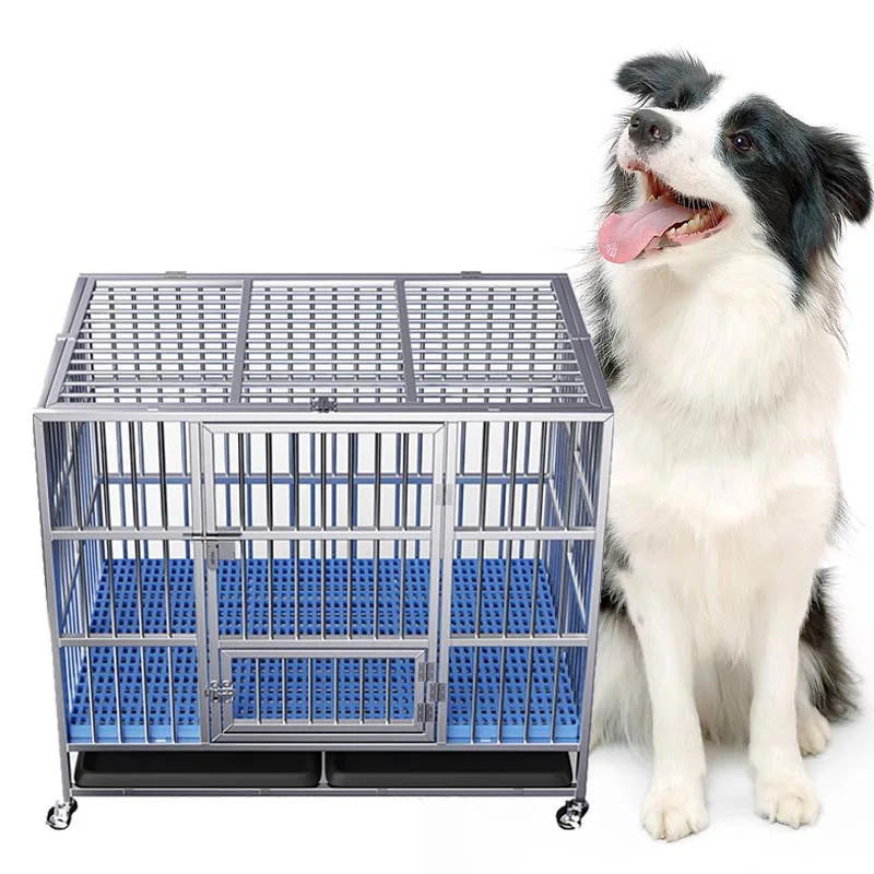 China Fabricante profesional de mascotas Crate 2 Puertas de mascotas plegable PVC Jaula de perro recubierta