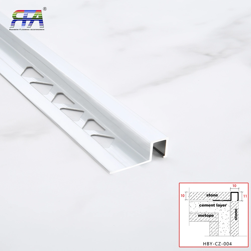 China Supplier Metal Profile Wall Strip Ceramic Tile Floating Floor Perimeter Trim Outside Corner Edge Aluminium Tile Trim 12mm