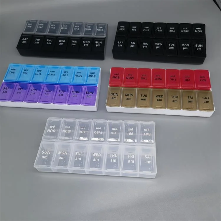 Wholesale Weekly Pill Organizer 7 Day with 28 Compartments Plastic Pill Box