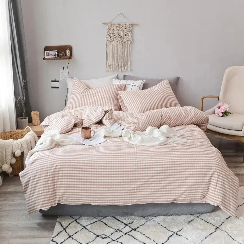 Parure de lit à damier Vente à chaud draps plats simples grand format Housse de couette matelassée taie d'oreiller linge de lit en polyester Home textile