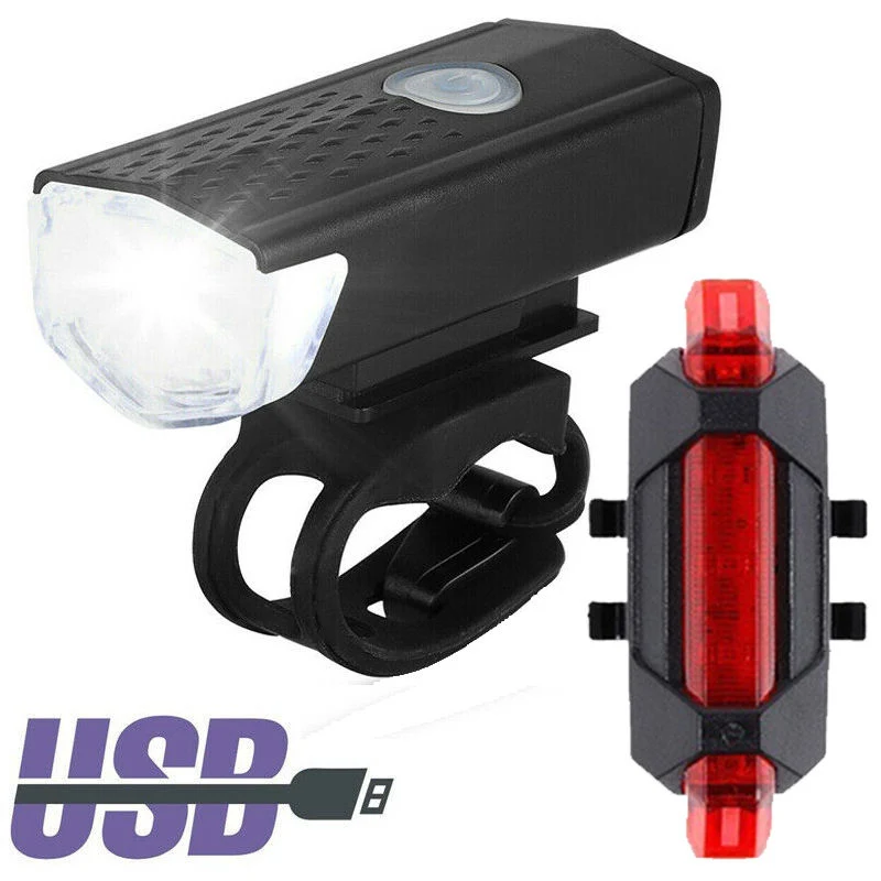 LED Rechargeable Waterproof Cycling Tail Bike Accessories Front Rear Bicycle Light