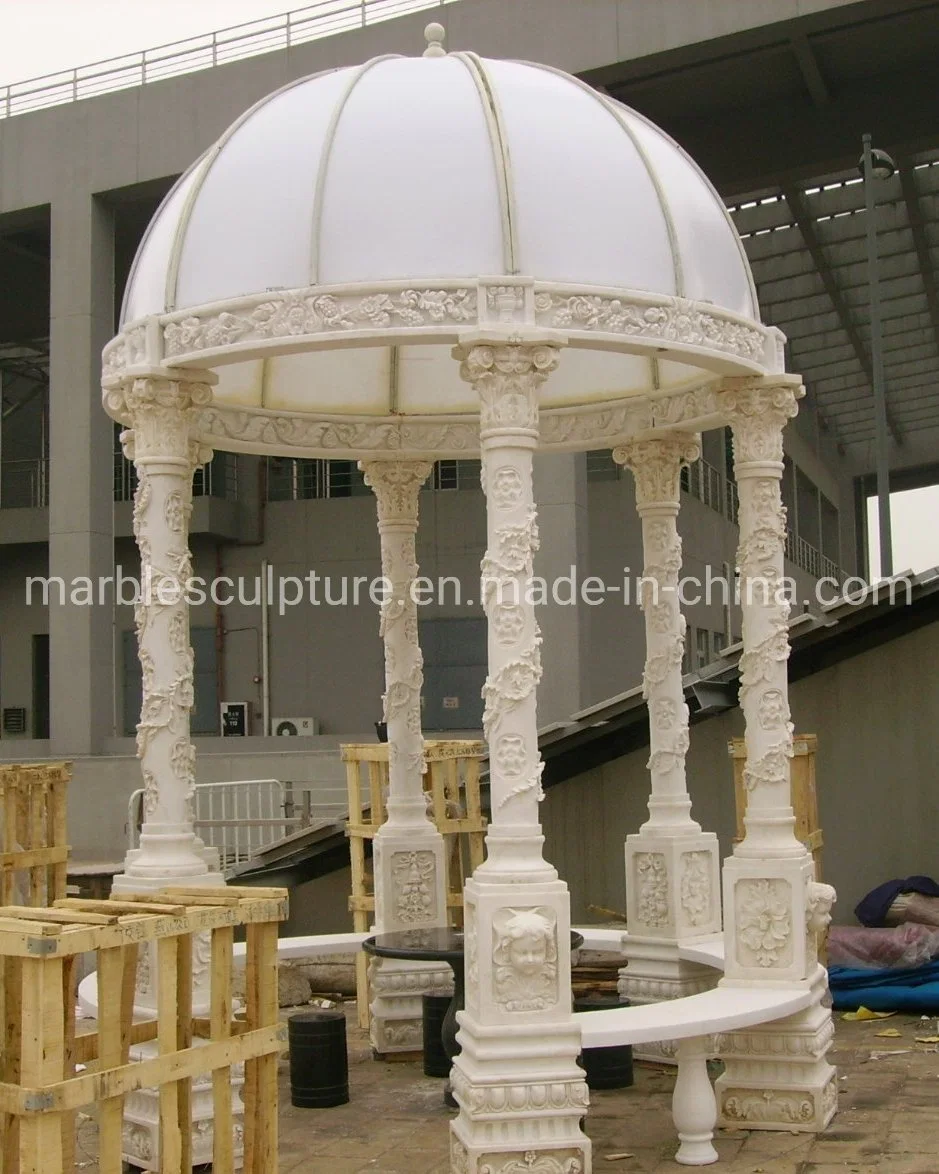 Garden Decoration Exquisite Style Stone Sculpture Marble Gazebo (SYMG-011)