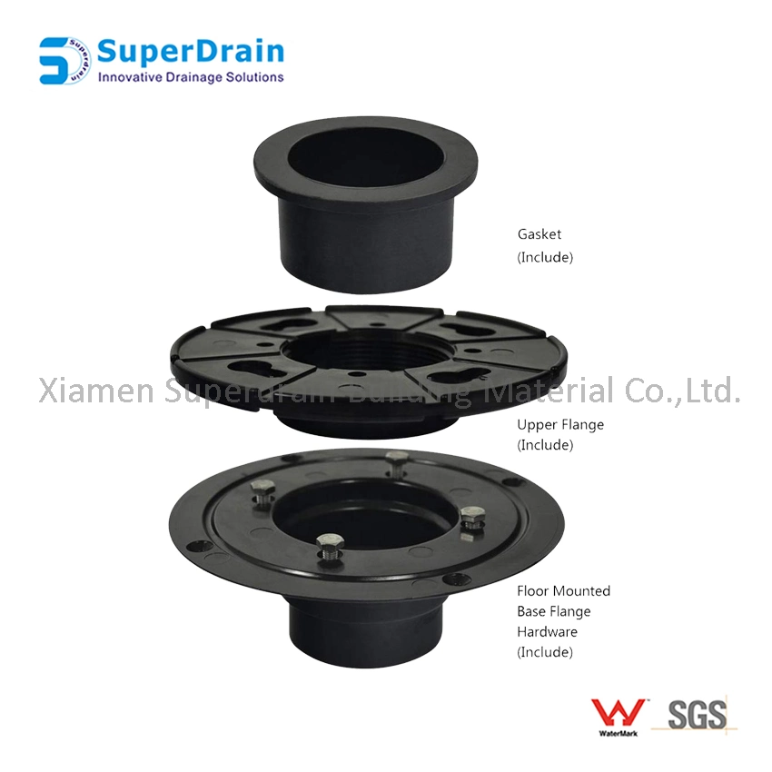 China Supplier ABS Black Shower Drain Vertical Flange Base