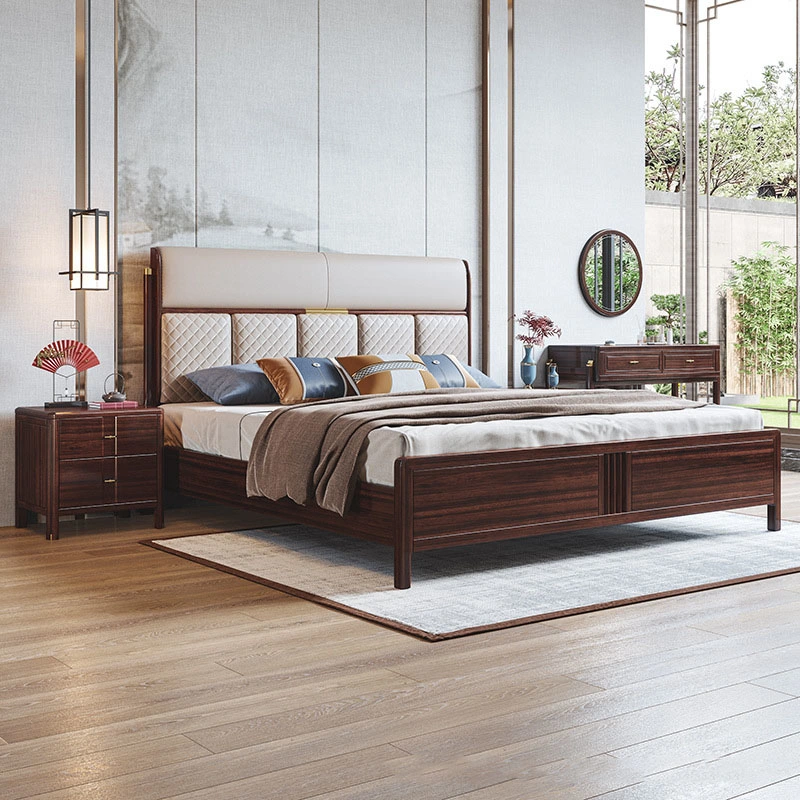 Italian Light Luxury Fabric Modern Minimalist Solid Wood Bed