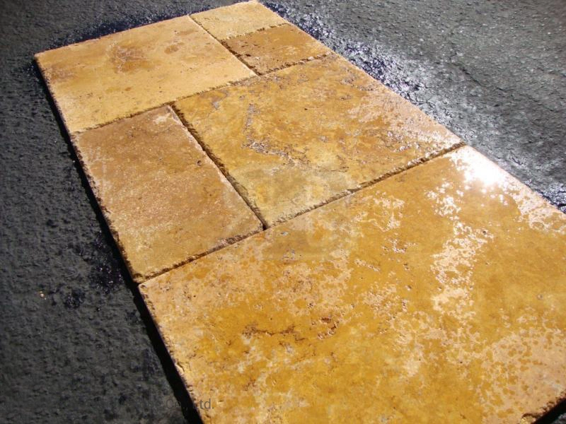 Chinês Estagiário de mármore Dourado Slab Natural Travertine Wall and Floor Ladrilho