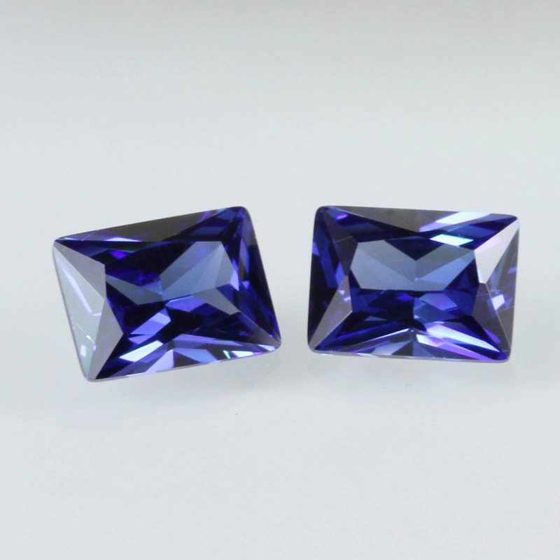 Corte brillante precio mayorista de piedra de zirconio cúbico rectángulo CZ Tanzanite piedra de zirconio cúbico de color