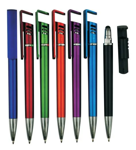 Plsastic Phone Holder Stylus Ball Pen with Touch Screen for Promotion