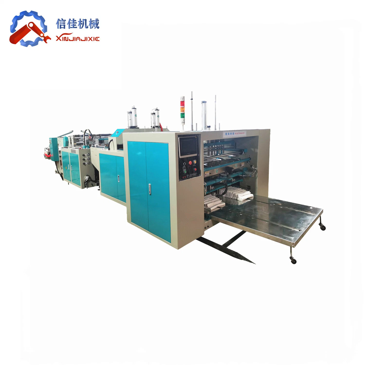 Super High Speed Carry Shopping Garbage T -Shirt Vest Bag Making Machine with Automatic Bag Folding and Strapping