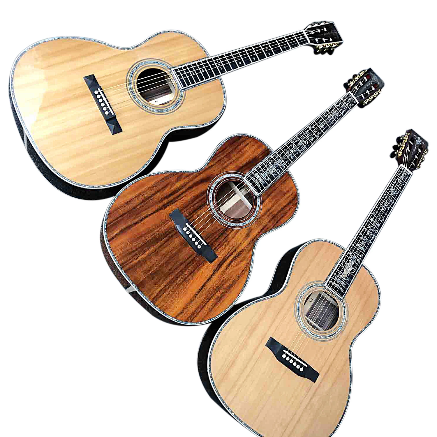Custom OOO Spruce Koa Haut Guitare acoustique 39 pouces accepter Om, D, Guitars Jumbo OEM