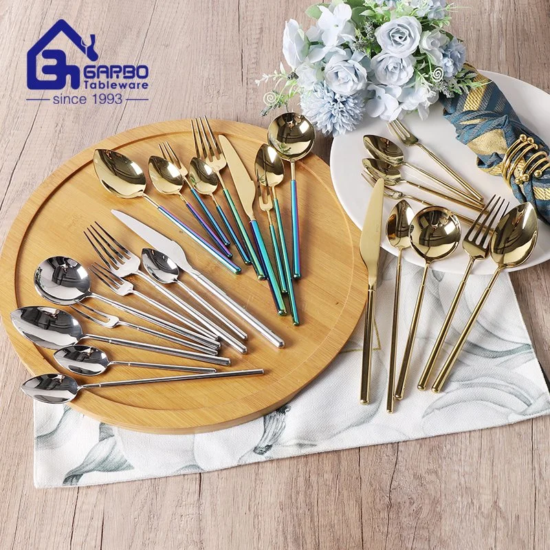 Luxury Wholesale/Supplier Dinnerware Metal Reusable Travel Flatware Golden Fork Stainless Steel Gold Cutlery Sethot for Restaurant Hotel and Home Service