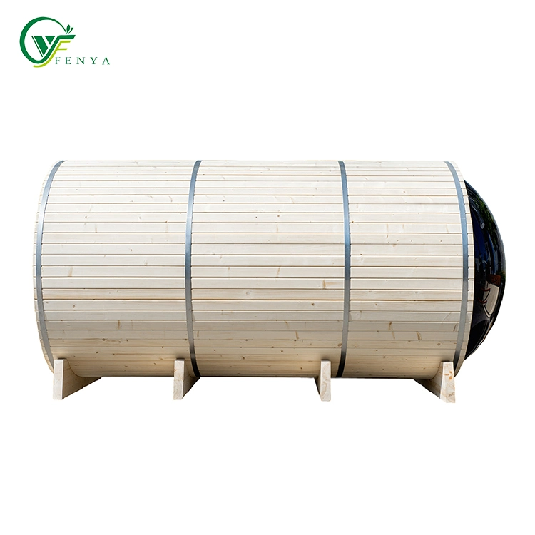 Wholesale/Supplier 6-8 Person Canadian Hemlock Spruce Panoramic View Barrel Sauna Room