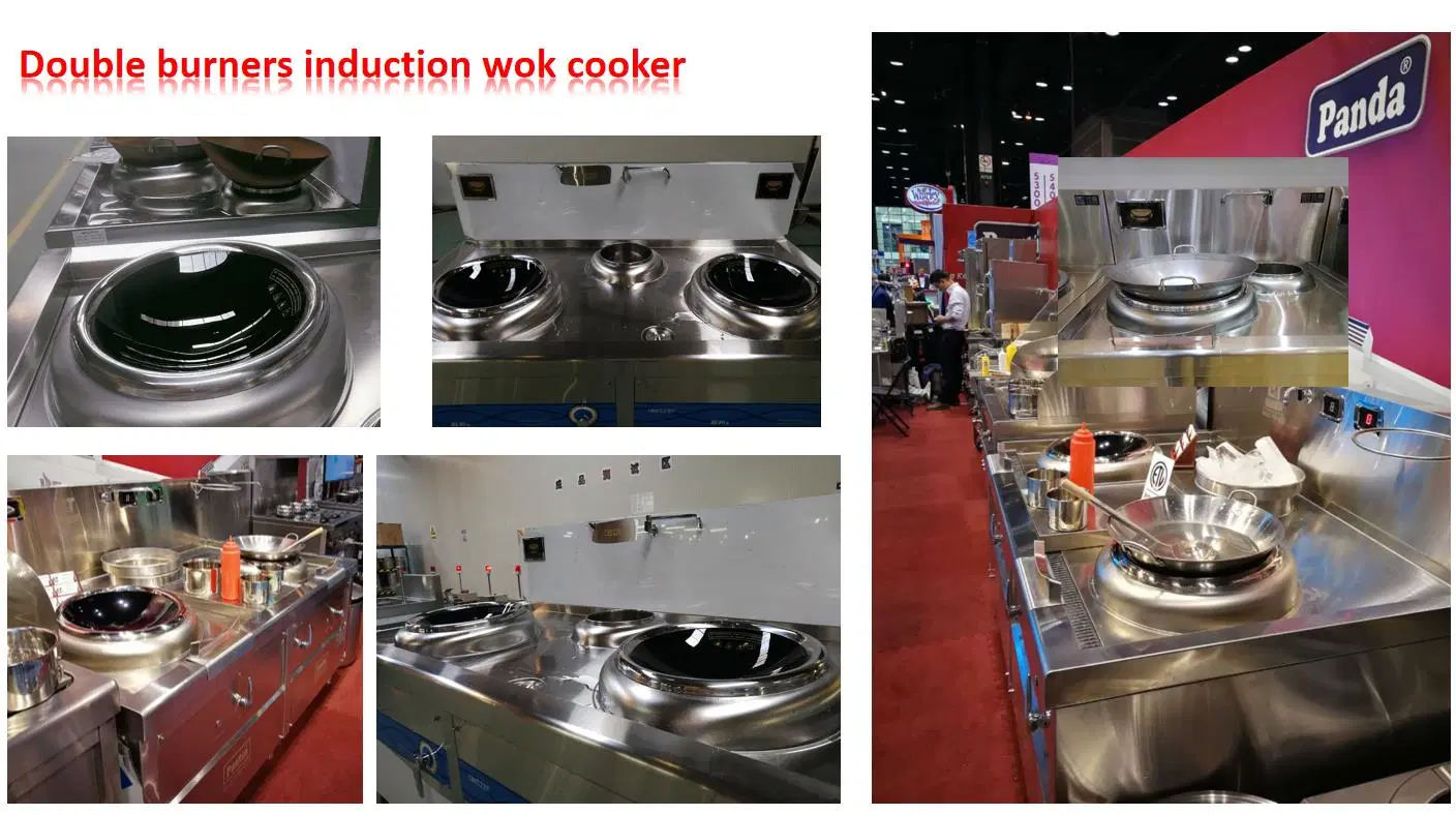 De pie de la estufa de inducción quemador Wok de acero inoxidable de 380V Equipo de cocina comercial