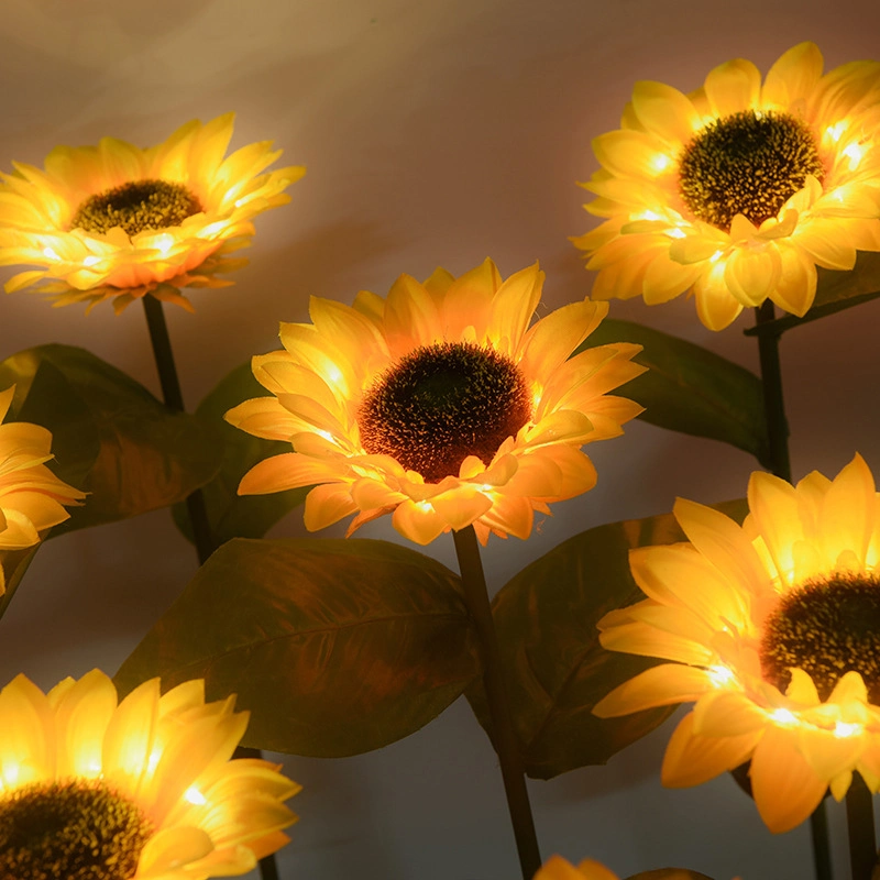 Outdoor Waterproof Standing Lawn Lamp Garden Decoration Lights LED Saving Low Voltage Solar Sunflower Ground Lamp