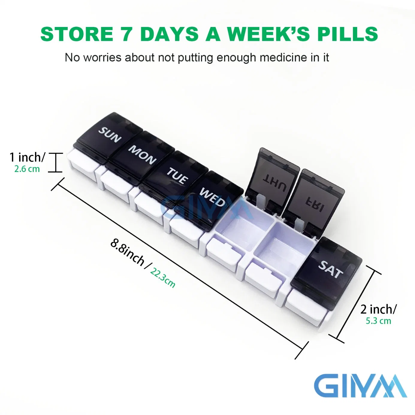 7 Days Pill Organizer Large Weekly Pills Case, Pill Boxes with Unique Push-Button Pop Open Design Hold Vitamin, Medicine