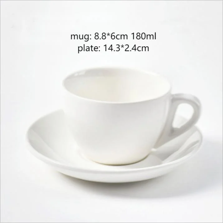 Ensemble de café blanc pur, tasse en céramique, service en porcelaine, vaisselle, porcelaine vitrifiée pure en os de nouvelle Chine, ustensiles de cuisine, décoration avec motif de couleur personnalisée et logo.