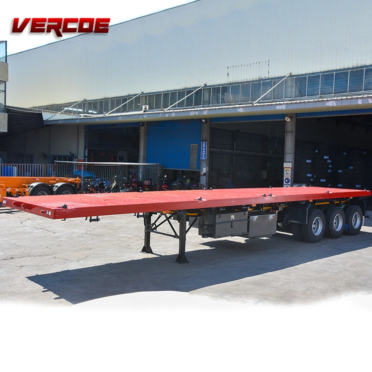 Good Quality Flat Bed Deck Semi Trailer 3 Axle 20FT 40FT 60FT 50FT Container Flatbed Semitruck Trailers for Vehicle